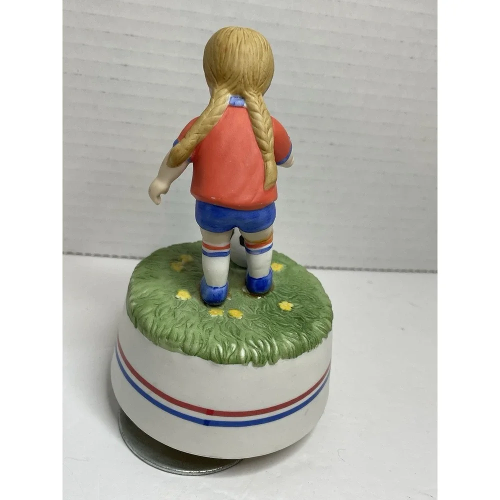Music Box Company Playmate Soccer  Football Girl Musical Figurine San Francisco